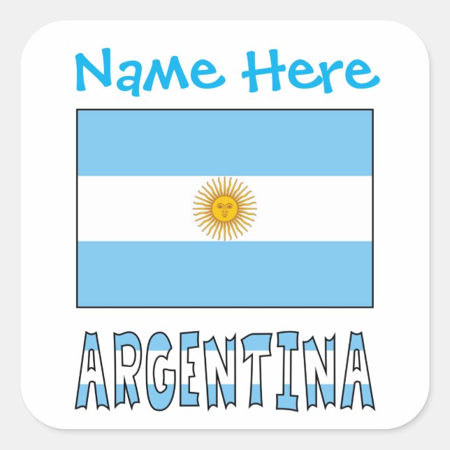Personalised Argentina Flag Square Label (Front)