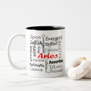 Personalised Aries Zodiac Astrology Collage Two-Tone Coffee Mug