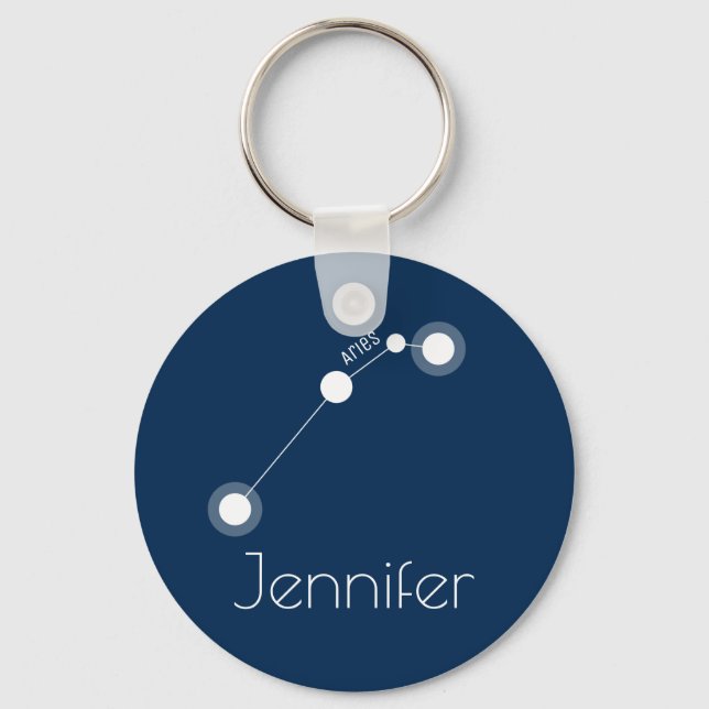Personalised Aries Zodiac Constellation Key Ring (Front)