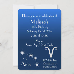 Personalised Aries Zodiac Galaxy Party Invitation