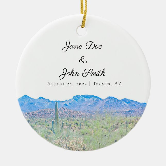 Personalised Arizona Desert Ceramic Ornament (Front)