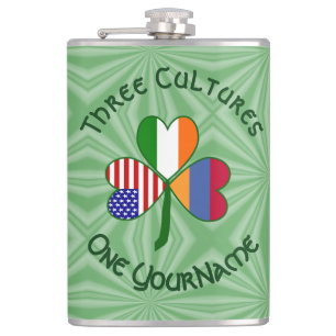 Personalised Armenia Shamrock Heritage Large Hip Flask