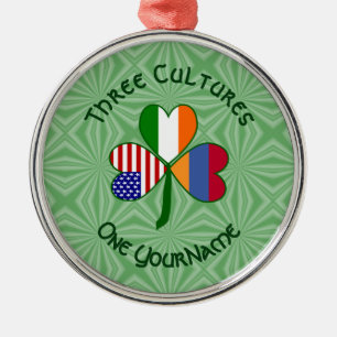Personalised Armenia Shamrock Metal Ornament