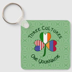 Personalised Armenia Shamrock Square  Key Ring