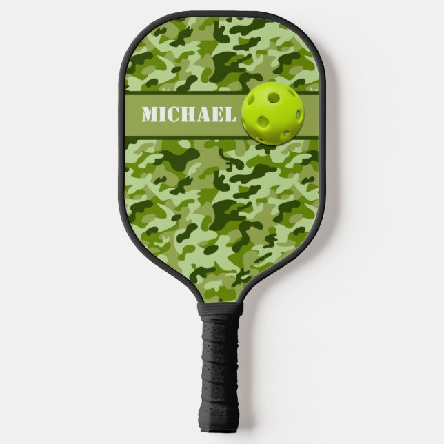 Personalised Army Green Camouflage Pickleball Paddle (Back)