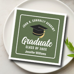 Personalised Army Green Graduate Graduation Party Napkin