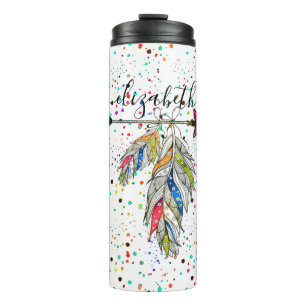 Personalised arrow and feathers thermal tumbler