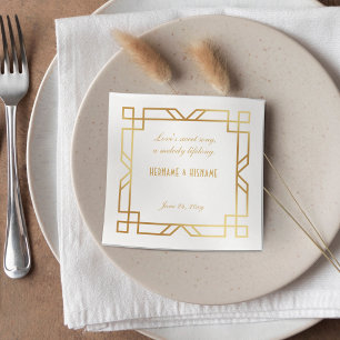 Personalised Art Deco Classic Gold Frame Quote Napkin