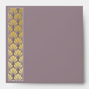 Personalised Art Deco Fan Ornament Mauve Gold Foil Envelope