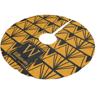 Personalised - Art Deco Glam Amber & Black Brushed Polyester Tree Skirt