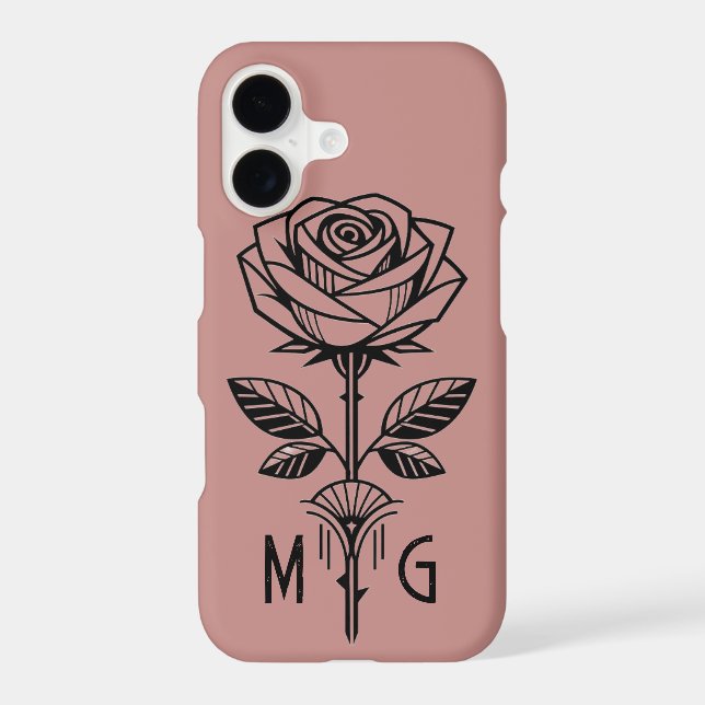 Personalised Art Deco Rose Phone Case - iPhone (Back)