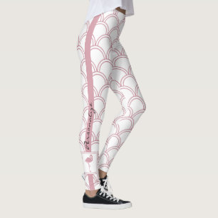 Personalised Art Deco Wave Patten Pink Flamingo Leggings