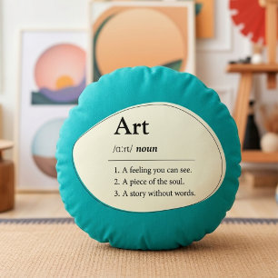 Personalised Art Dictionary Style Teal Pillow