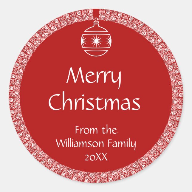 Personalised Art Nouveau Retro Christmas Ornament Classic Round Sticker (Front)