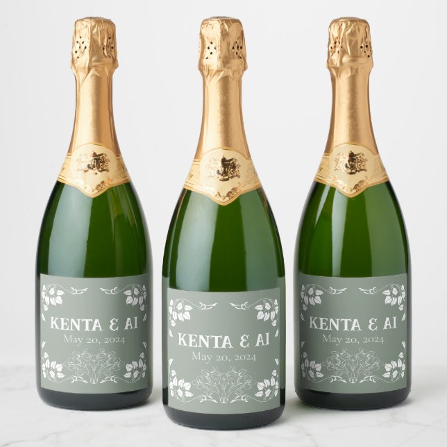 Personalised Art Nouveau  Sparkling Wine Label (Bottles)