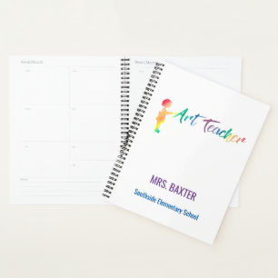 Personalised Art Teacher Rainbow Watercolor Artist Planner