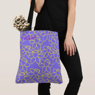Personalised Artisanal vintage floral in purple  Tote Bag