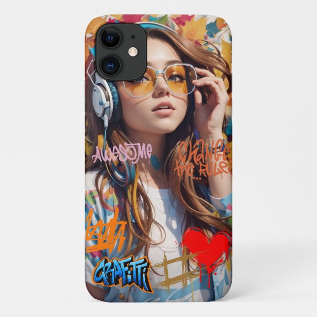 Personalised artistic cute girl Street art Case-Mate iPhone Case (Back)