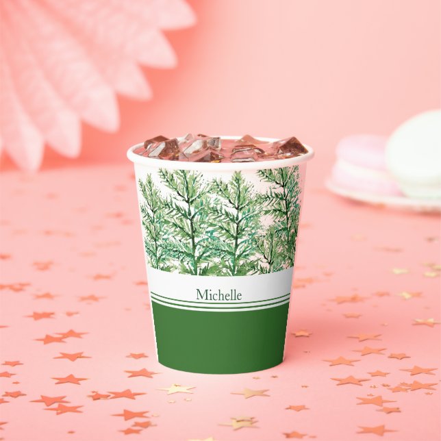 Personalised Artistic Hand-painted Tree Pattern Paper Cups (Insitu)