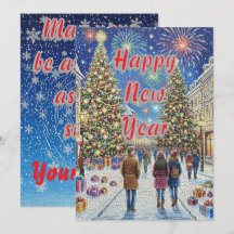 Personalised Artistic Mosaic New Year Holiday Card