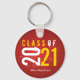 Personalised Artistic Red and Yellow Class of 2021 Key Ring