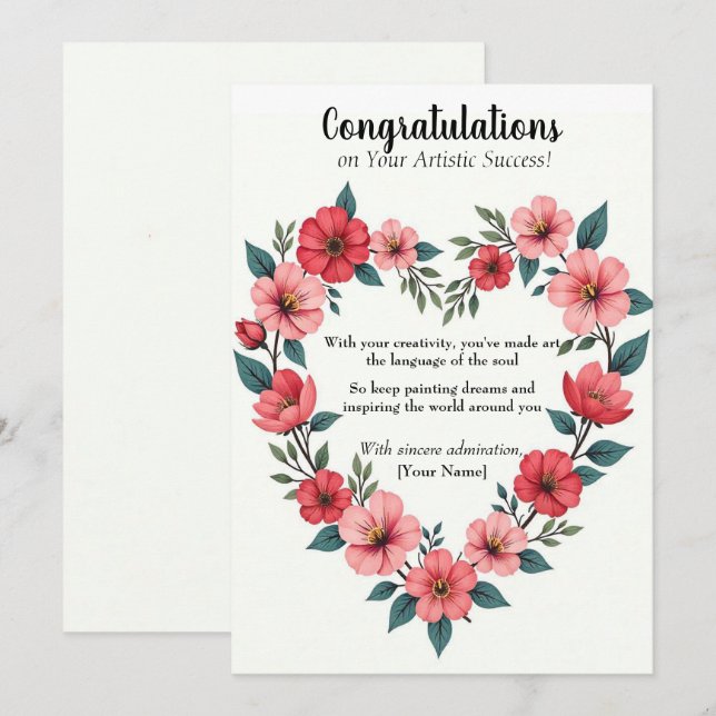 Personalised Artistic Success Congratulations Card (Front/Back)