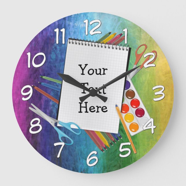 Personalised Artsy Craft Supplies Rainbow Clock (Front)
