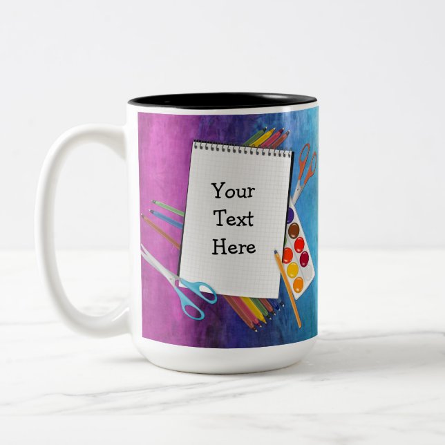 Personalised Artsy Craft Supplies Rainbow Mug (Left)