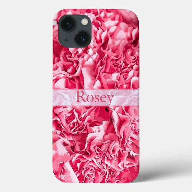 Personalised Artsy Pink Rose Name Case-Mate iPhone Case (Back)