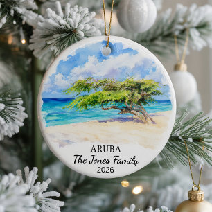Personalised Aruba Ceramic Ornament, Custom Caribb Ornament