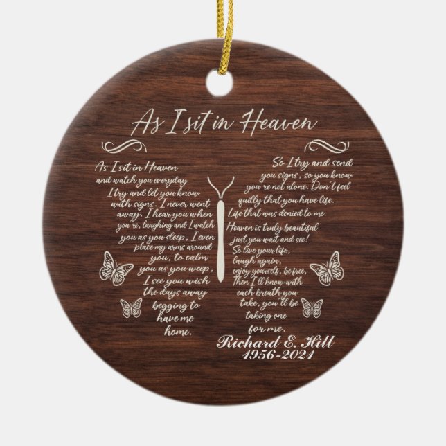 Personalised As I Sit In Heaven Christmas Ornament (Front)