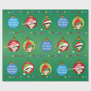 Personalised Asian Girl Elf Wrapping Paper