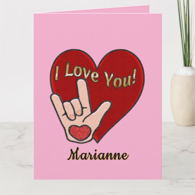 Personalised ASL I Love You Card (Front)