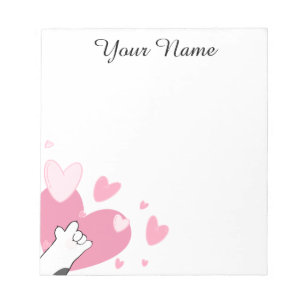 Personalised ASL I Love You Kitten Hearts Notepad