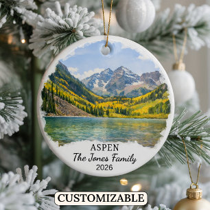 Personalised Aspen Ornament, Custom Colorado State Ceramic Ornament