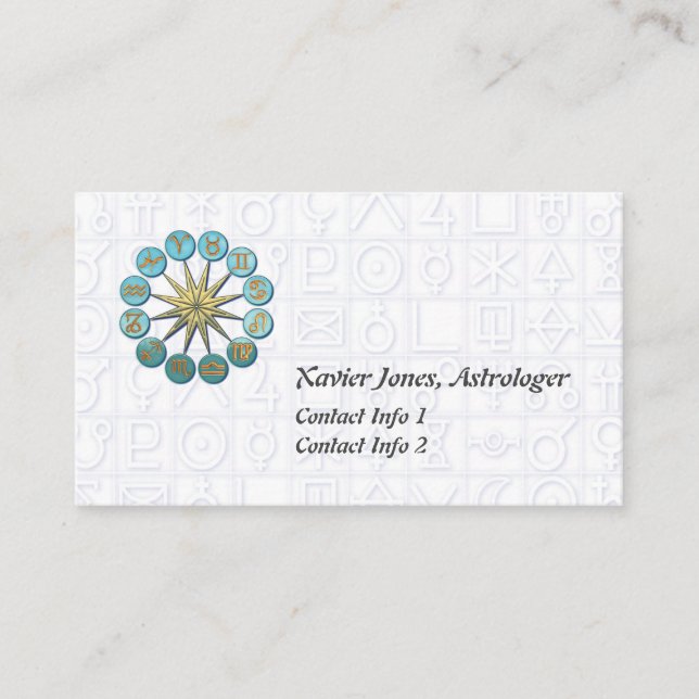 Personalised astrology symbols business cards (Front)