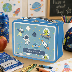 Personalised Astronaut Alien Rocket Space Explorer Metal Lunch Box