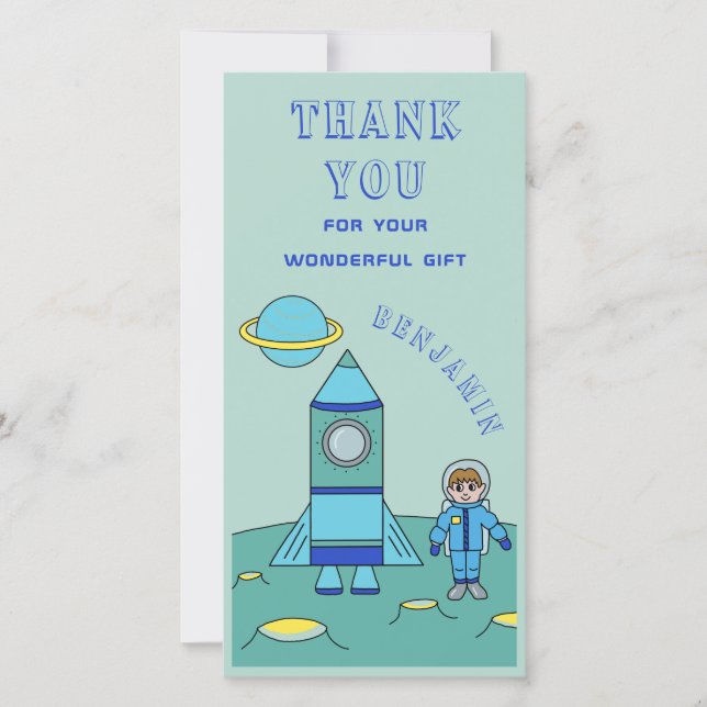 Personalised Astronaut Boy in Space Thank you (Front)