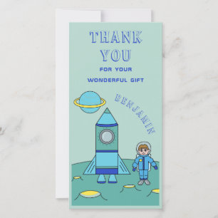 Personalised Astronaut Boy in Space Thank you Card