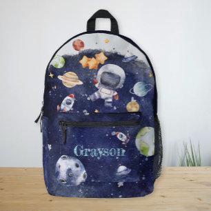 Personalised Astronaut Planet Galaxy Boys Printed Backpack