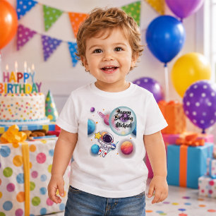 Personalised Astronaut & Planets Birthday T-Shirt