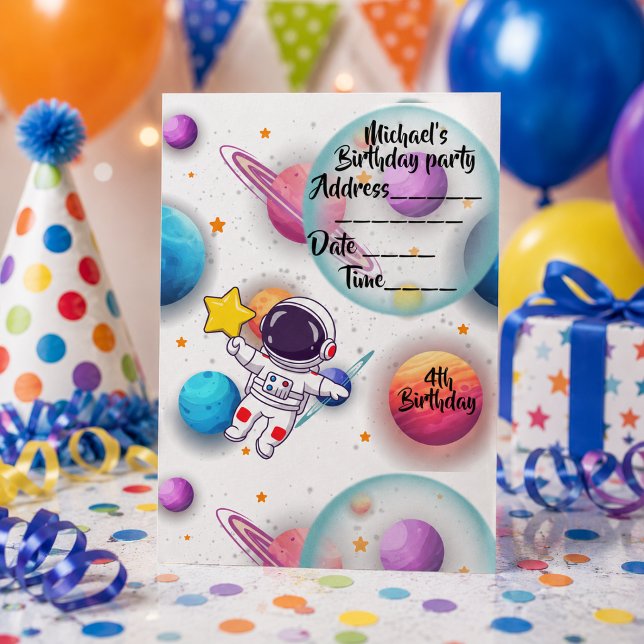 Personalised Astronaut & Planets Party Invitation (Creator Uploaded)