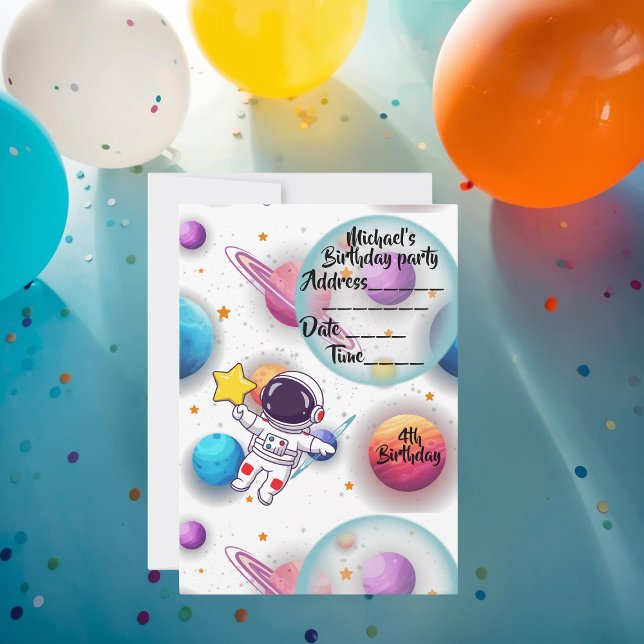 Personalised Astronaut & Planets Party Invitation (Creator Uploaded)