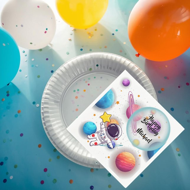 Personalised Astronaut & Planets Party Napkins (Creator Uploaded)