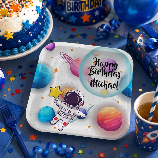 Personalised Astronaut & Planets Party Plates (Creator Uploaded)