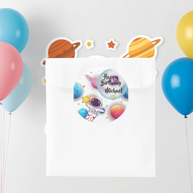 Personalised Astronaut & Planets Party Stickers (Creator Uploaded)