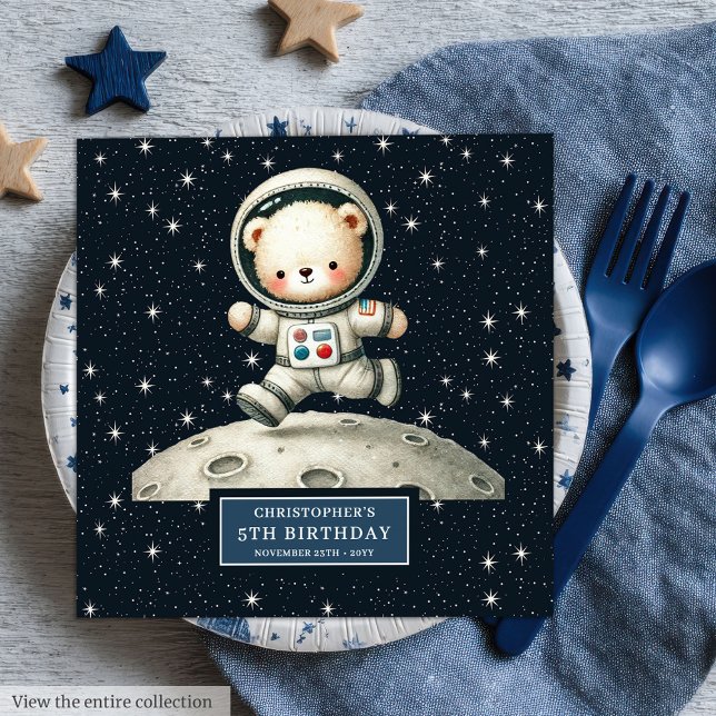 Personalised Astronaut Teddy Napkins Baby Shower (Personalized Astronaut Teddy Napkins Baby Shower)