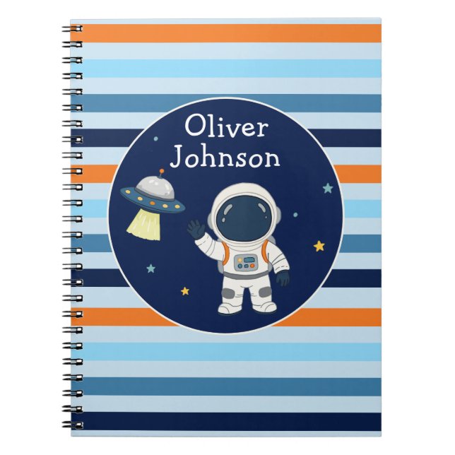 Personalised Astronaut UFO Space Explorer School Notebook (Front)