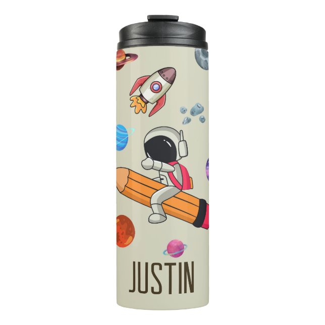 Personalised Astronauts and Planets Back to School Thermal Tumbler (Front)