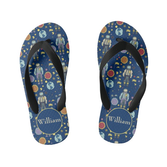 Personalised Astrounaut Space Man Colourful Kid's Thongs (Footbed)